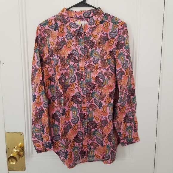 Boden Shirt  Long Sleeve Multicolor 100% Linen Size 14 L - Picture 3 of 12